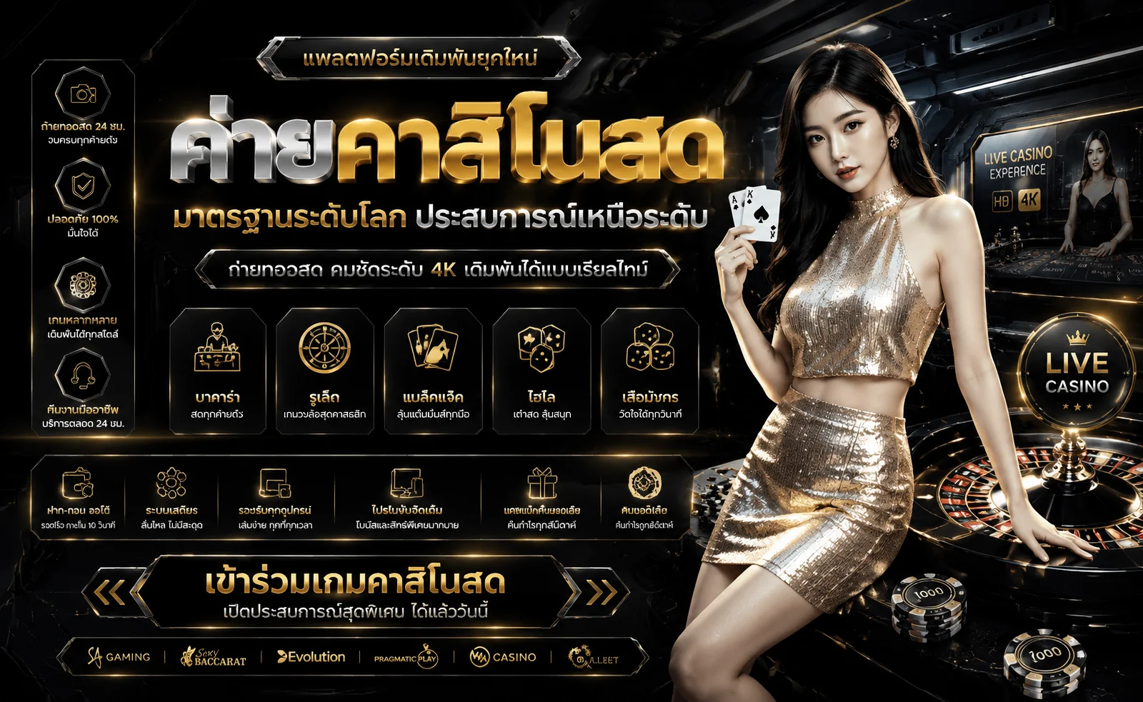 คาสิโนออนไลน์ Miracle55 ถ่ายทอดสดบาคาร่ากับดีลเลอร์จริง
